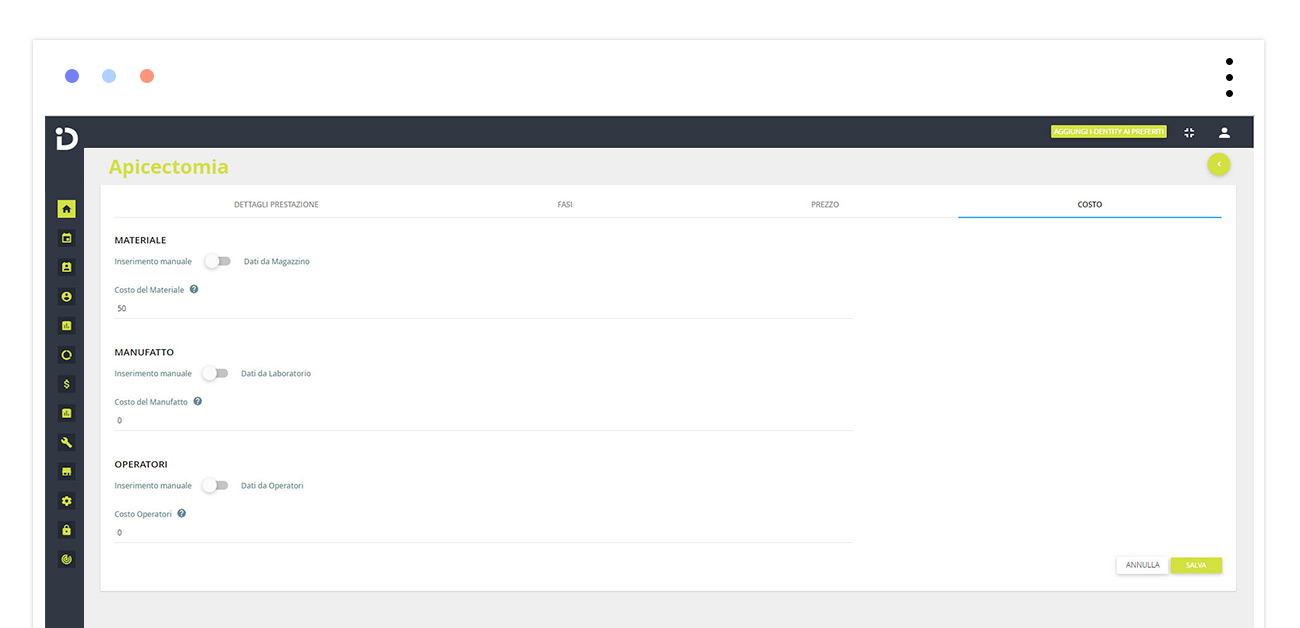 Sezione costo del gestionale odontoiatrico DentalOpera