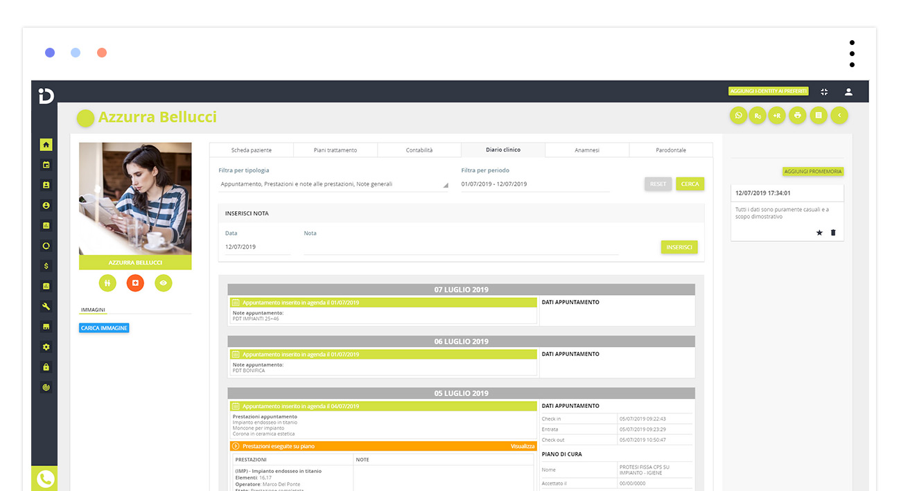 diario clinico del software per dentisti