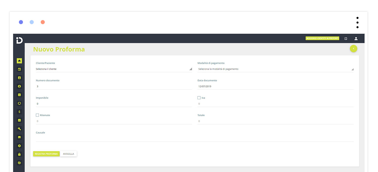 invio fattura proforma con il software gestionale per studi dentistici - Dental Opera