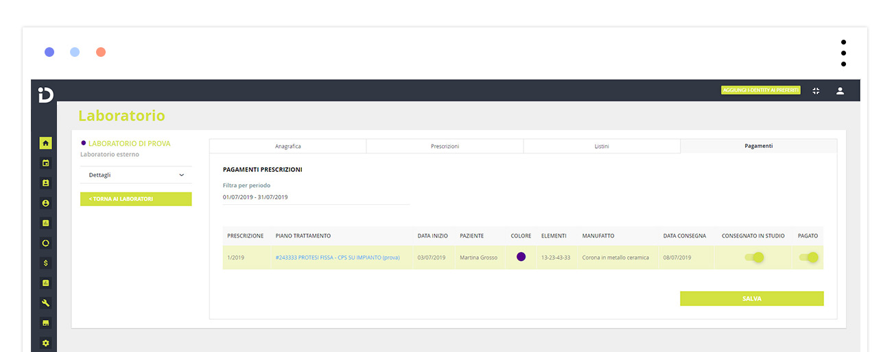analisi di laboratorio e pagamenti - dental opera